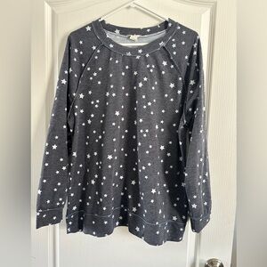 Caslon blue gray lightweight pullover Star Patterned Sweatshirt - XL